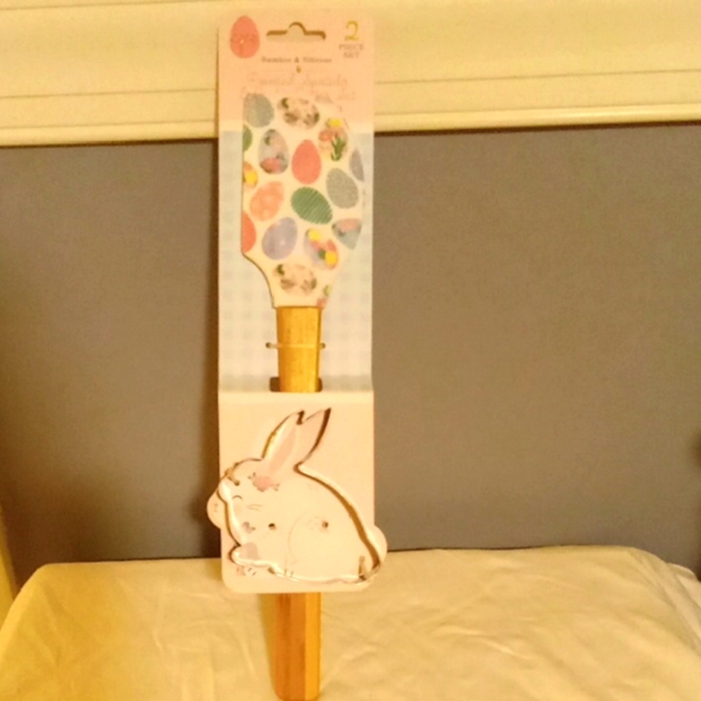 Easter Egg Printed Spatula and Bunny Cookie cutter